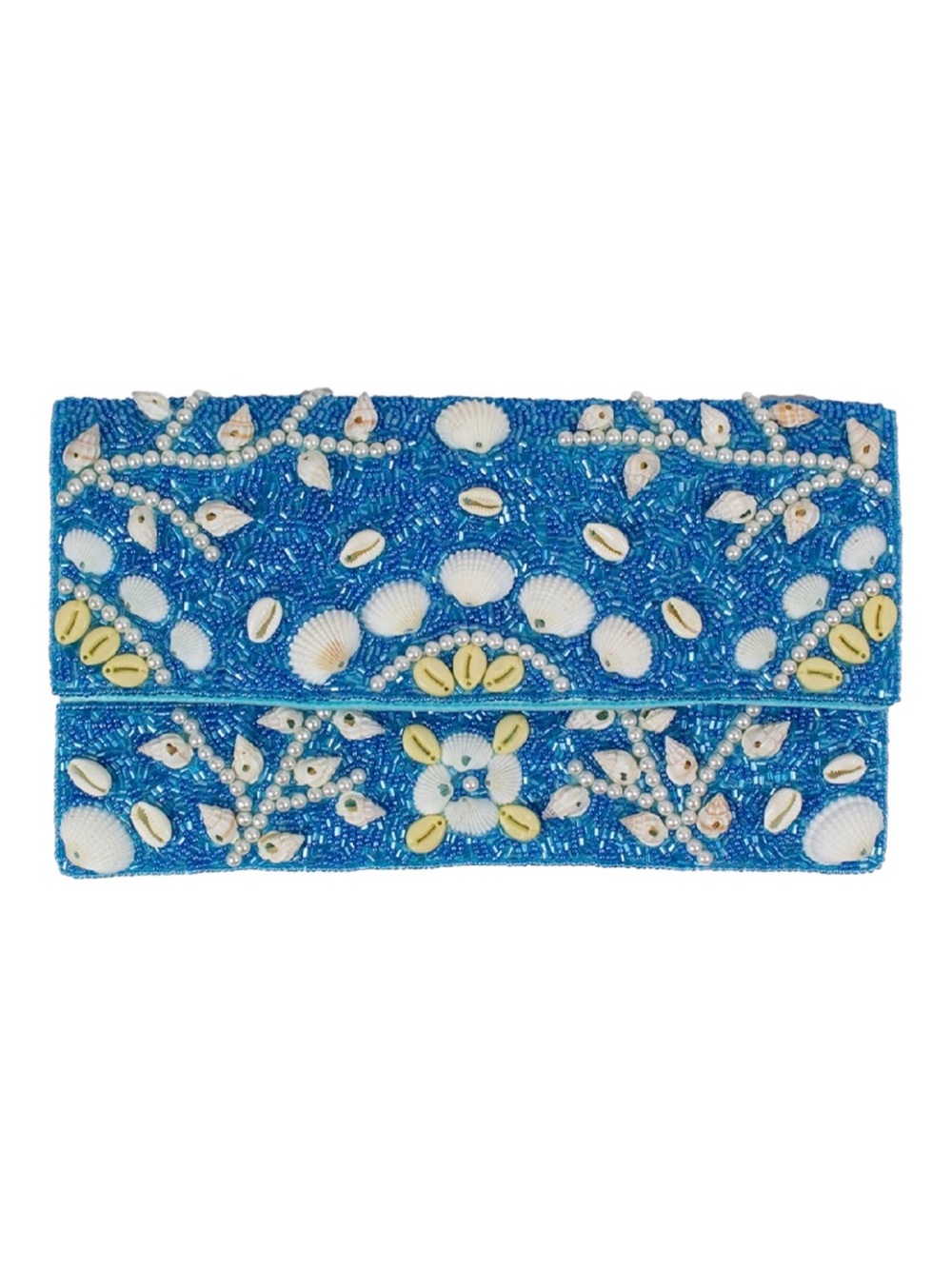 NWT Ole Ocean Seashell Handmade Beaded Clutch | Coastal Beach Shell Evening Bag